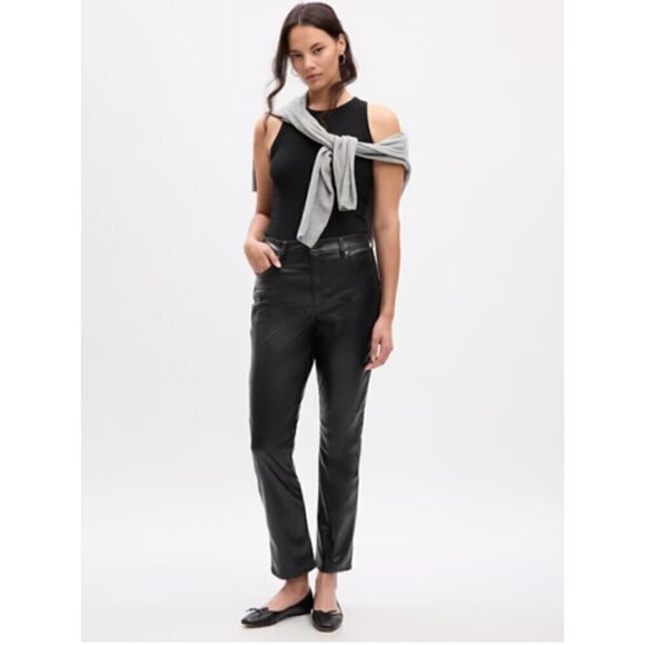 GAP High Rise Vegan Leather Vintage Slim Ankle Jeans Black Size 30/10 RT$90 NEW - Picture 8 of 15